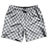 Checkerboard 1 Inch Grey Dark and White Swim Shorts 7" Made in USA by Tribe Lacrosse