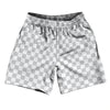 Checkerboard 1 Inch Grey Medium and White Athletic Running Fitness Exercise Shorts 7" Inseam Shorts Made In USA by Tribe Lacrosse