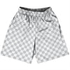 Checkerboard 1 Inch Grey Medium and White Basketball Practice Shorts Made In USA by Tribe Lacrosse