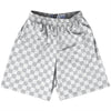 Checkerboard 1 Inch Grey Medium and White Lacrosse Shorts Made In USA by Tribe Lacrosse