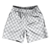 Checkerboard 1 Inch Grey Medium and White Soccer Shorts Made In USA by Tribe Lacrosse