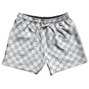 Checkerboard 1 Inch Grey Medium and White 5" Swim Shorts Made in USA by Tribe Lacrosse