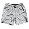 Checkerboard 1 Inch Grey Medium and White Swim Shorts 7" Made in USA by Tribe Lacrosse
