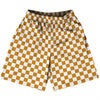 Checkerboard 1 Inch Orange Burnt and White Basketball Practice Shorts Made In USA by Tribe Lacrosse