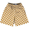 Checkerboard 1 Inch Orange Burnt and White Lacrosse Shorts Made In USA by Tribe Lacrosse