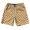 Checkerboard 1 Inch Orange Burnt and White 10" Swim Shorts Made in USA by Tribe Lacrosse