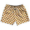 Checkerboard 1 Inch Orange Burnt and White 5" Swim Shorts Made in USA by Tribe Lacrosse