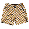 Checkerboard 1 Inch Orange Burnt and White Swim Shorts 7" Made in USA by Tribe Lacrosse