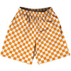 Checkerboard 1 Inch Orange Tennessee and White Basketball Practice Shorts Made In USA by Tribe Lacrosse