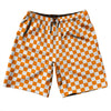 Checkerboard 1 Inch Orange Tennessee and White 10" Swim Shorts Made in USA by Tribe Lacrosse