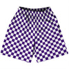 Checkerboard 1 Inch Purple Lakers and White Basketball Practice Shorts Made In USA by Tribe Lacrosse