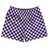 Checkerboard 1 Inch Purple Lakers and White Rugby Shorts Made In USA by Tribe Lacrosse
