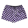 Checkerboard 1 Inch Purple Lakers and White 2.5" Swim Shorts Made in USA by Tribe Lacrosse