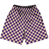 Checkerboard 1 Inch Purple Medium and Vegas Gold Basketball Practice Shorts Made In USA by Tribe Lacrosse