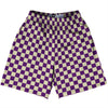 Checkerboard 1 Inch Purple Medium and Vegas Gold Lacrosse Shorts Made In USA by Tribe Lacrosse