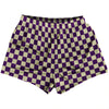 Checkerboard 1 Inch Purple Medium and Vegas Gold Womens & Girls Sport Shorts End Made In USA by Tribe Lacrosse