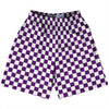 Checkerboard 1 Inch Purple Medium and White Lacrosse Shorts Made In USA by Tribe Lacrosse