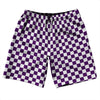 Checkerboard 1 Inch Purple Medium and White 10" Swim Shorts Made in USA by Tribe Lacrosse