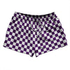 Checkerboard 1 Inch Purple Medium and White 2.5" Swim Shorts Made in USA by Tribe Lacrosse