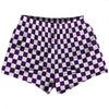 Checkerboard 1 Inch Purple Medium and White Womens & Girls Sport Shorts End Made In USA by Tribe Lacrosse