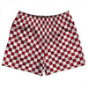 Checkerboard 1 Inch Red Cardinal and White Rugby Shorts Made In USA by Tribe Lacrosse