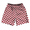 Checkerboard 1 Inch Red Cardinal and White Soccer Shorts Made In USA by Tribe Lacrosse