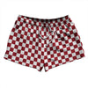 Checkerboard 1 Inch Red Cardinal and White 2.5" Swim Shorts Made in USA by Tribe Lacrosse