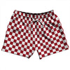 Checkerboard 1 Inch Red Cardinal and White 5" Swim Shorts Made in USA by Tribe Lacrosse