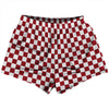 Checkerboard 1 Inch Red Cardinal and White Womens & Girls Sport Shorts End Made In USA by Tribe Lacrosse