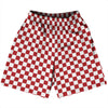 Checkerboard 1 Inch Red Dark and White Basketball Practice Shorts Made In USA by Tribe Lacrosse