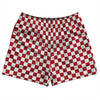 Checkerboard 1 Inch Red Dark and White Rugby Shorts Made In USA by Tribe Lacrosse