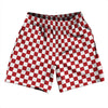 Checkerboard 1 Inch Red Dark and White Soccer Shorts Made In USA by Tribe Lacrosse