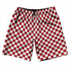 Checkerboard 1 Inch Red Dark and White 10" Swim Shorts Made in USA by Tribe Lacrosse