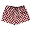 Checkerboard 1 Inch Red Dark and White 2.5" Swim Shorts Made in USA by Tribe Lacrosse