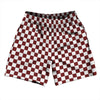 Checkerboard 1 Inch Red Maroon and White Soccer Shorts Made In USA by Tribe Lacrosse