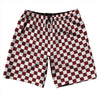 Checkerboard 1 Inch Red Maroon and White 10" Swim Shorts Made in USA by Tribe Lacrosse