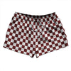 Checkerboard 1 Inch Red Maroon and White 2.5" Swim Shorts Made in USA by Tribe Lacrosse