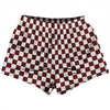 Checkerboard 1 Inch Red Maroon and White Womens & Girls Sport Shorts End Made In USA by Tribe Lacrosse