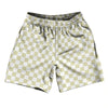 Checkerboard 1 Inch Vegas Gold and White Athletic Running Fitness Exercise Shorts 7" Inseam Shorts Made In USA by Tribe Lacrosse