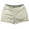 Checkerboard 1 Inch Vegas Gold and White Shorty Short Gym Shorts 2.5" Inseam Made In USA by Tribe Lacrosse