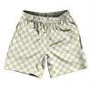 Checkerboard 1 Inch Vegas Gold and White Soccer Shorts Made In USA by Tribe Lacrosse