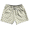Checkerboard 1 Inch Vegas Gold and White 5" Swim Shorts Made in USA by Tribe Lacrosse