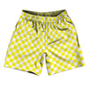 Checkerboard 1 Inch Yellow Canary and White Athletic Running Fitness Exercise Shorts 7" Inseam Shorts Made In USA by Tribe Lacrosse