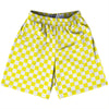 Checkerboard 1 Inch Yellow Canary and White Lacrosse Shorts Made In USA by Tribe Lacrosse