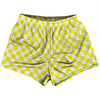 Checkerboard 1 Inch Yellow Canary and White Womens & Girls Sport Shorts End Made In USA by Tribe Lacrosse