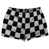 Checkerboard 2.5 Inches Black and Grey Medium Shorty Short Gym Shorts 2.5" Inseam Made In USA by Tribe Lacrosse