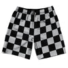 Checkerboard 2.5 Inches Black and Grey Medium 10" Swim Shorts Made in USA by Tribe Lacrosse
