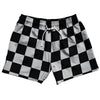 Checkerboard 2.5 Inches Black and Grey Medium 5" Swim Shorts Made in USA by Tribe Lacrosse