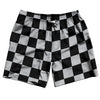 Checkerboard 2.5 Inches Black and Grey Medium Swim Shorts 7" Made in USA by Tribe Lacrosse