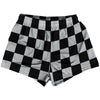 Checkerboard 2.5 Inches Black and Grey Medium Womens & Girls Sport Shorts End Made In USA by Tribe Lacrosse